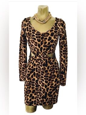 Top Chic LEOPARD Print CUT OUT Waist DRESS Medium